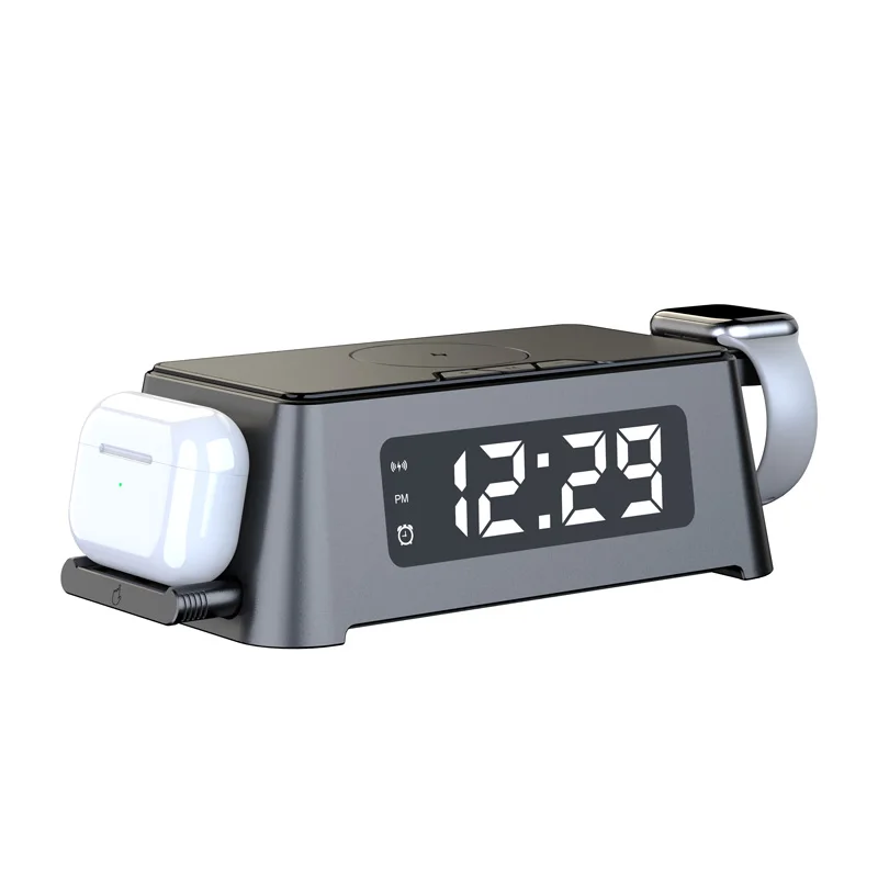 

15w mobile phone charging alarm clock wireless charger, while charging mobile phones, watches and earphones