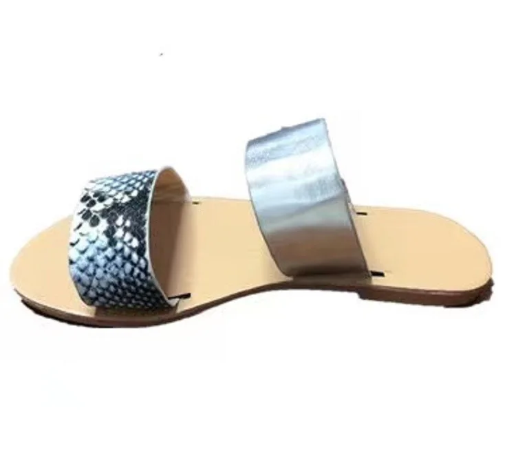 

Summer Snake print flat bottom large size Flats Ladies Slides Toe Flip Flops Woman Beach Slip Women's Slippers, Picture