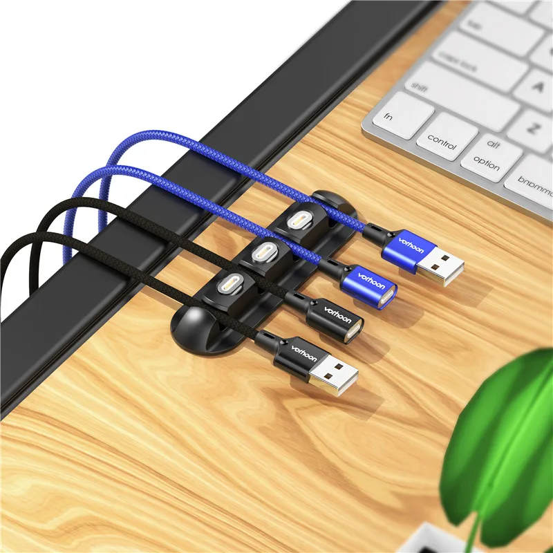 

Free Shipping OEM Silicone Cable organizer with Magnetic tip Storage box Cable Holder Clips Cable Management, Black