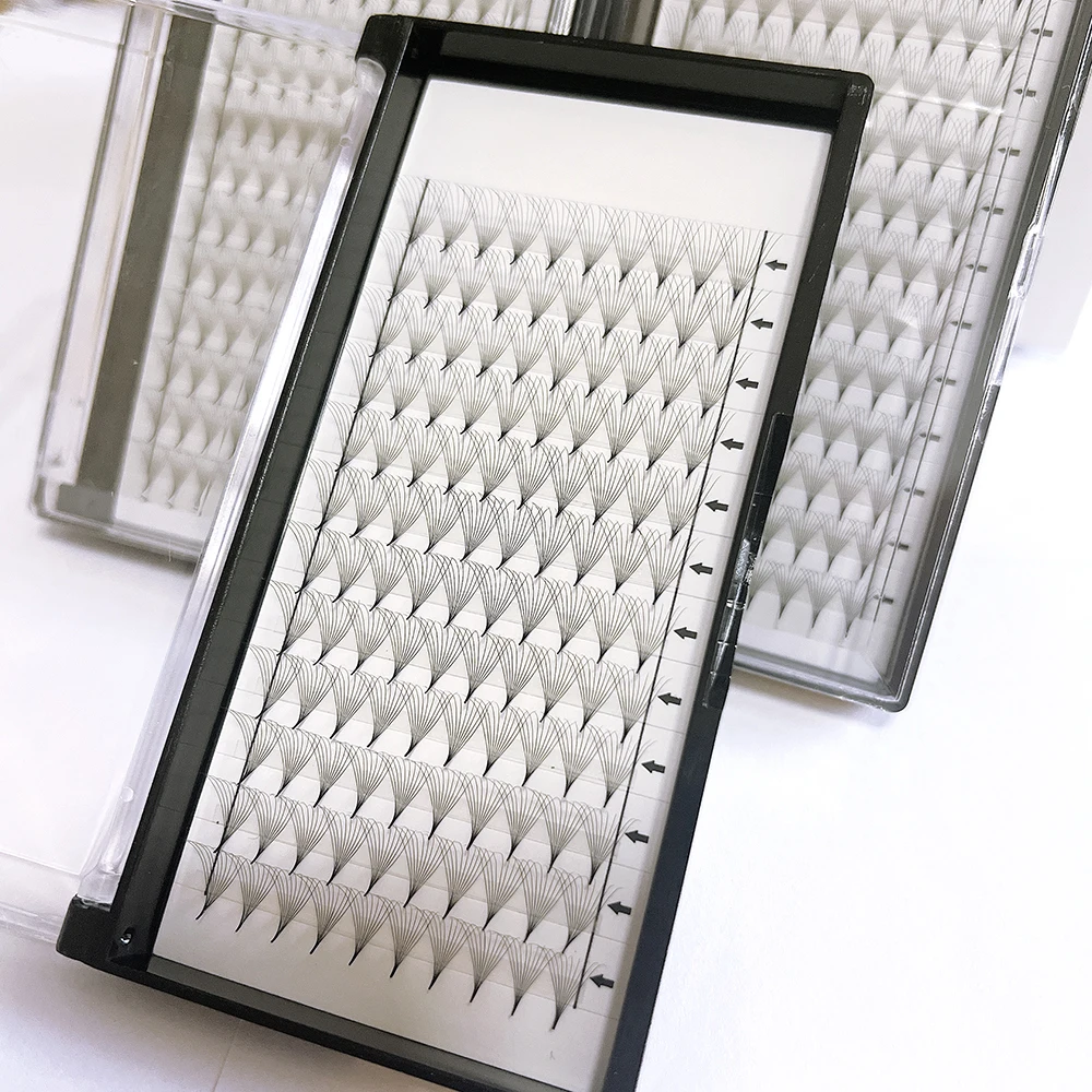 OEM logo Bulk Hand Made Pointy Premade Volume Eyelash Extensions 3D-20D 0.03 Thin Base Pre Fanned Mega Loose Promade Fans Lashes