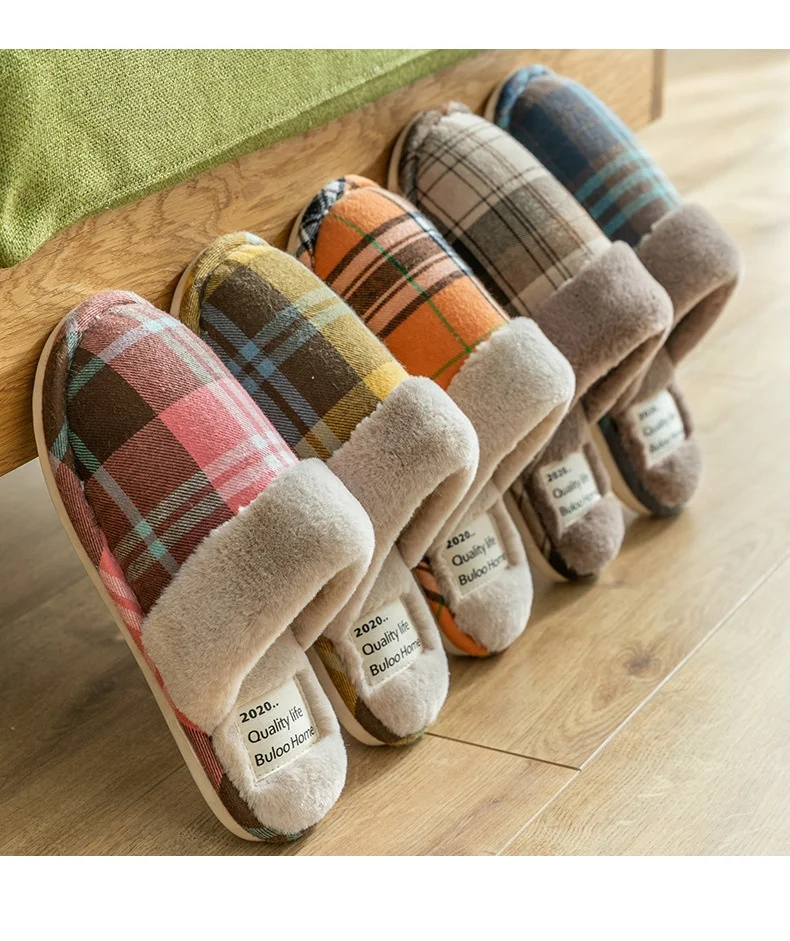 

Cotton slippers female autumn and winter couples home indoor non-slip thick-soled household plush cotton slippers