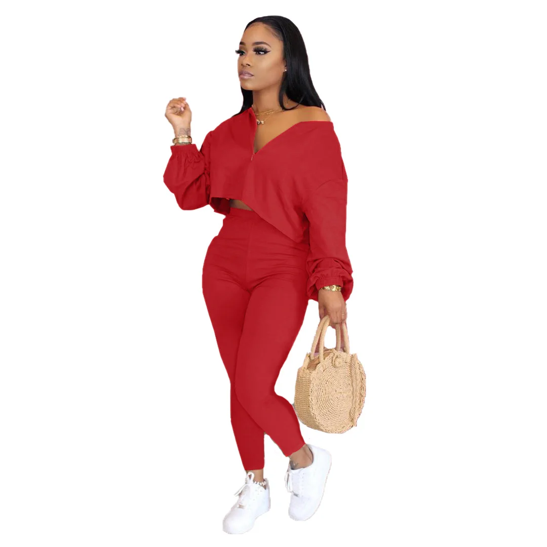 

2021 new arrivals Women top stacking sleeves Outfit Plus Size Fashion Casual Outfit Clothing Sets For Women