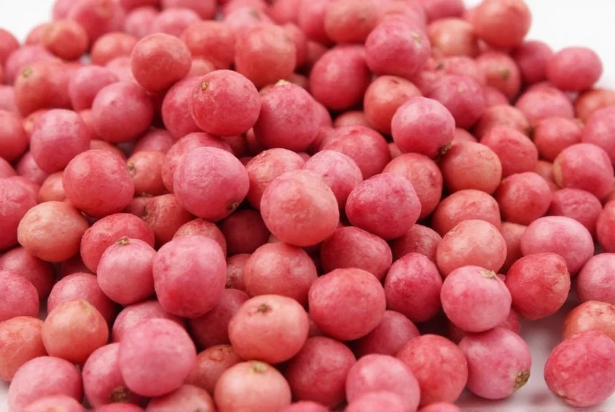 Dish garnished with pink peppercorns