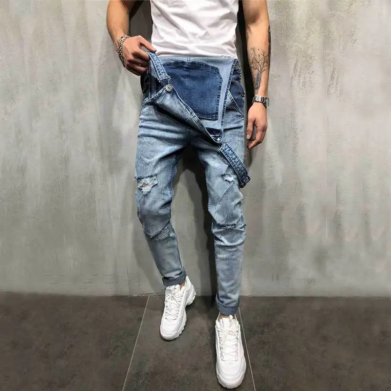 

2021 Autumn Plus Size Jean Jumpsuit Denim Overalls Trousers Suspenders Jeans Jumpsuit Suspenders For Men Denim Jumpsuit Men