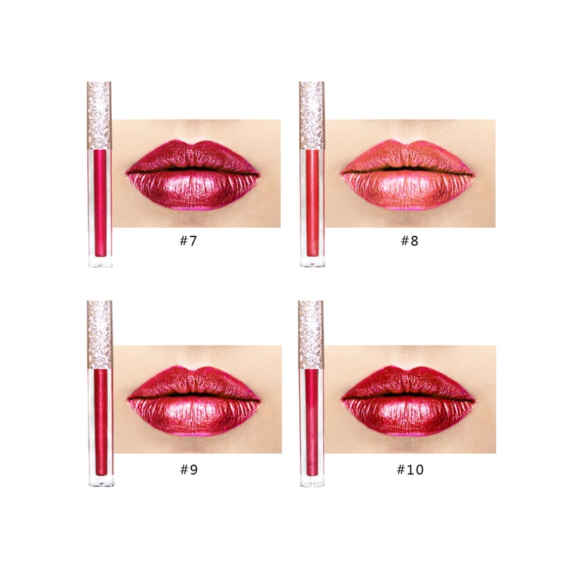 

Cosmetics make your own brand makeup lip gloss glitter metallic lipgloss liquid lipstick, Available