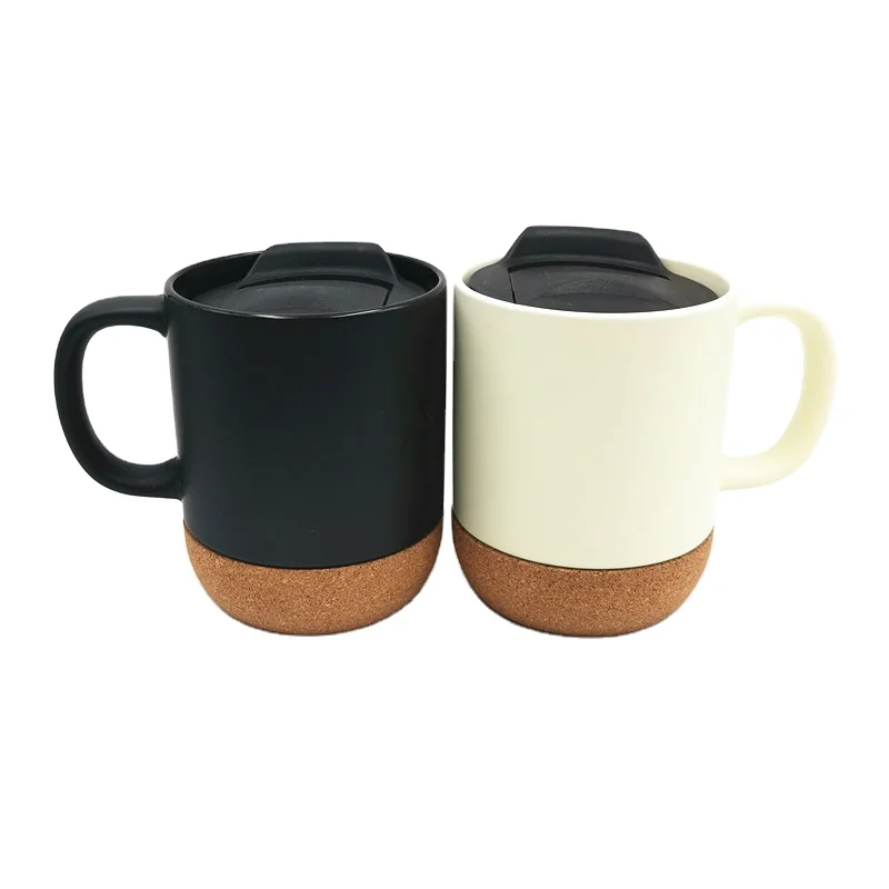 

Mikenda Creative matte ceramic mugs cork bottom coffee mugs office matte paint round shape cup with lid