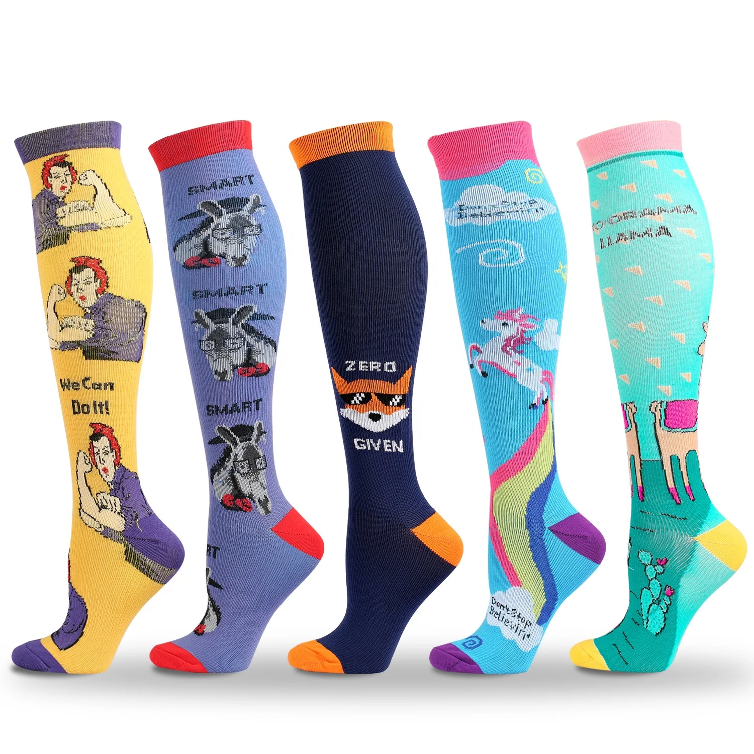 

Happy cartoon character socks outdoor sports compression sock compressed elastic stockings, Colorful