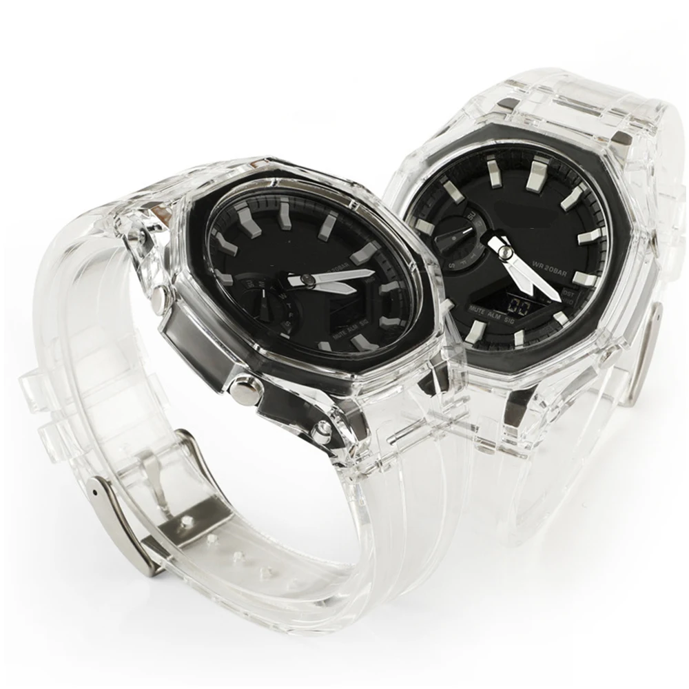 

For GA2100 3rd Modified Accessories Strap Gen3 Transparent Case Cover Rubber Strap Adapter Pin buckle silicone strap watchband, Optional