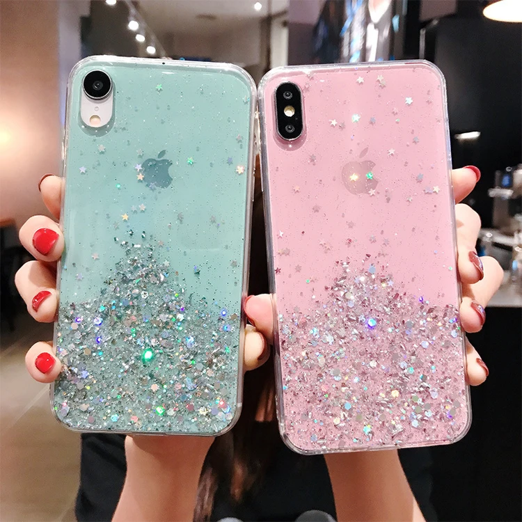 

For iphone 7plus case 6 glitter phone mobile soft tpu silicone bling back cover etui pour telephone