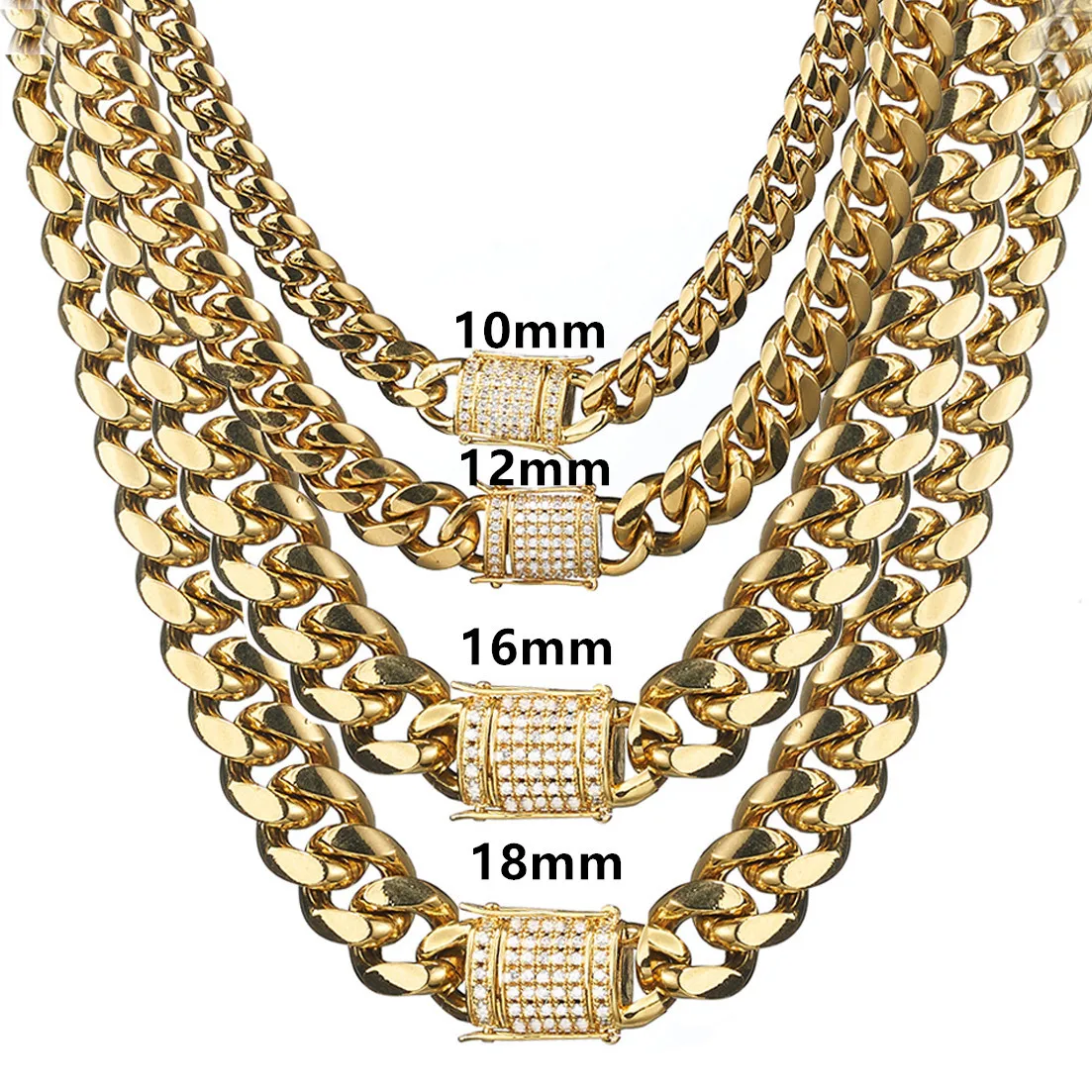 

gold plated hip hop 9mm 14mm stainless steel cuban chain necklace for men