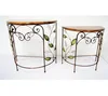 living antique solid wood and metal round Console Table Half Moon