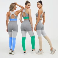 

Wholesale women sports gymwear tights and crop top custom athletic fitness active workout bra set clothes 2pcs seamless yoga set