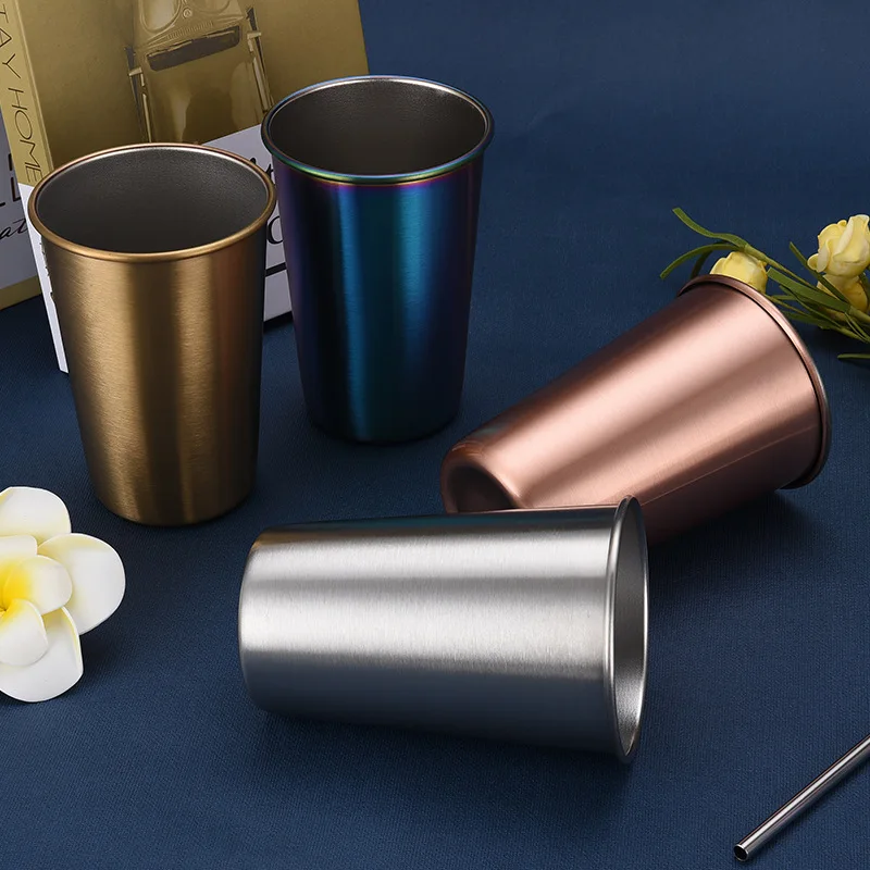 

Cold Drinking Cup Coffee Suit 304 Stainless Steel Colored Cup with Drinking Straw, Silver,pink,green,blue,purple