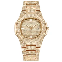 

Hot sales Hip Hop Iced Out Gold Color Quartz Wristwatch Luxury Full Diamond Round Men Watches (KWT2193)