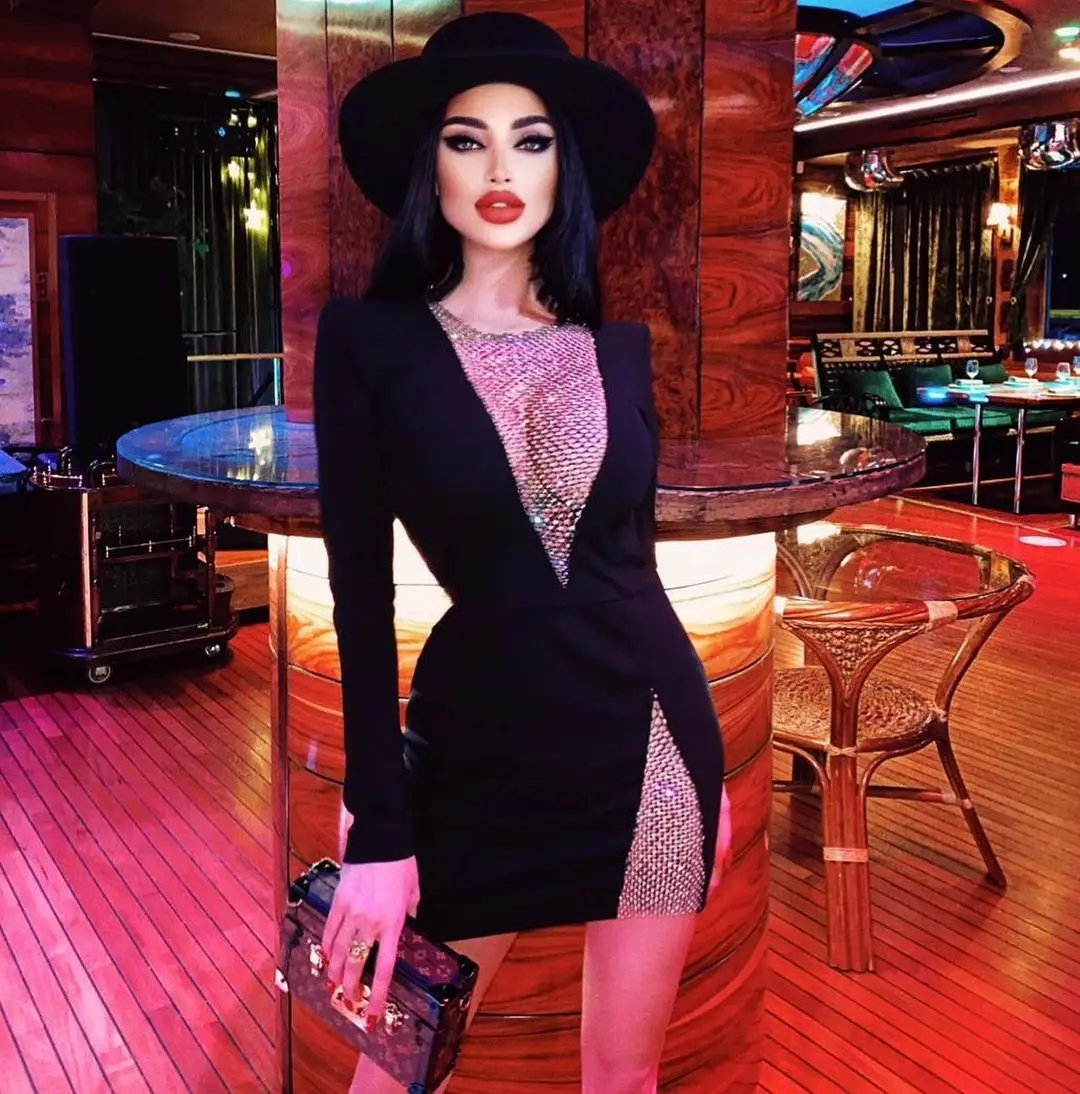 

2021 New Products Cocktail Dresses Party Dress Sexy Mature Hollow Out Club Dresses Women, Picture color