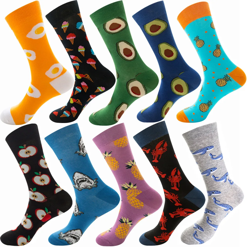 

Custom socks supply designer color socks men & women trendy personalized cotton socks hamburger fries