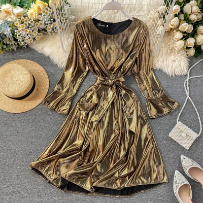 

2020 Newest European women fashion flare sleeve party dress