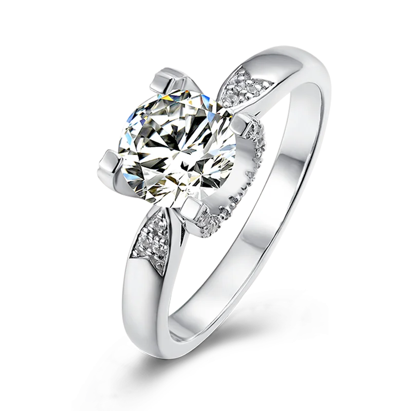 

Thriving Gems wholesale 925 sterling silver ring fashion design 6.5mm 1ct moissanite solitaire woman ring