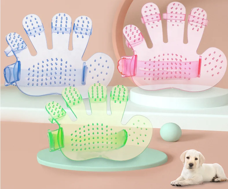 

Five Finger Palm Design Massage Deep Cleaning Dog Bath Tool Pet Hair Combing Grooming Remover Brush, Pink, blue, green