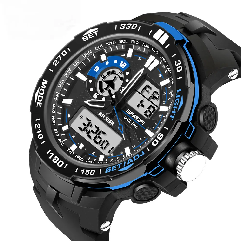 

Sanda 737 Men's LED Digital Quartz Wristwatch Rubber Sport Watch Clock