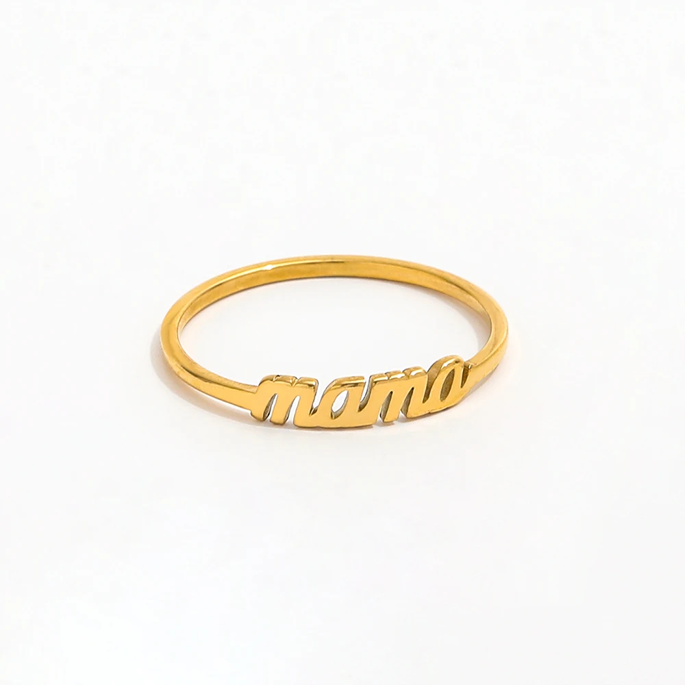Joolim High-End 18K Gold Plated Stainless Steel Rings Simple Style Dainty Mama for Unisex for Parties