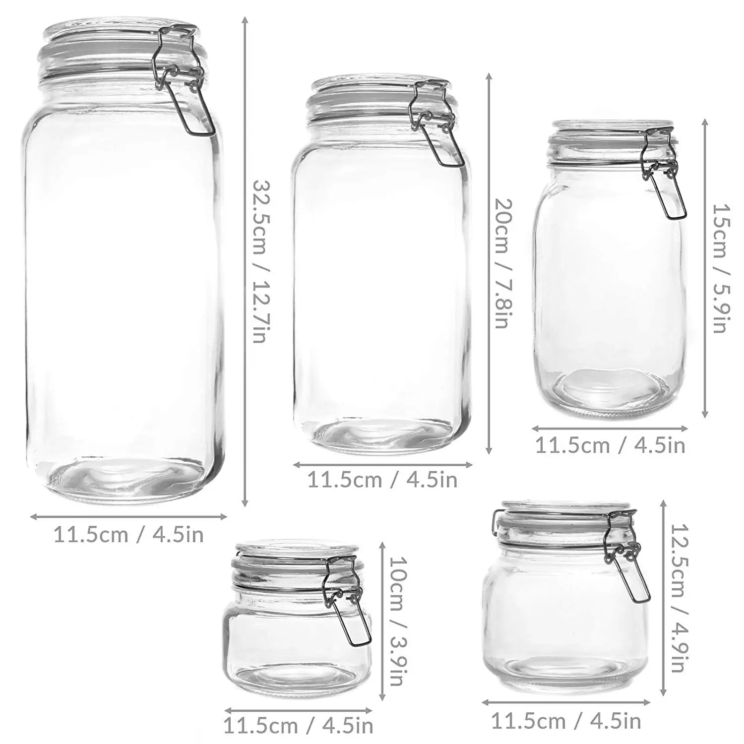25 Oz Glass Jars With Airtight Hinged Lids For Kitchen Canisters 750ml