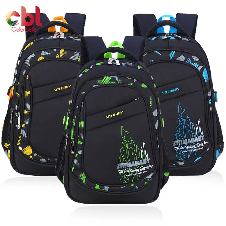 

Factory wholesale Primary secondary school backpack small order quantity boys school bags, Blue black ,green black ,yellow black