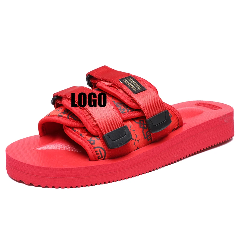 

Top Quality EVA PVC Printing Fabric Slippers Soft Hook and Loop Buckle Strap Men's Fashion Slide Sandals, Requirement