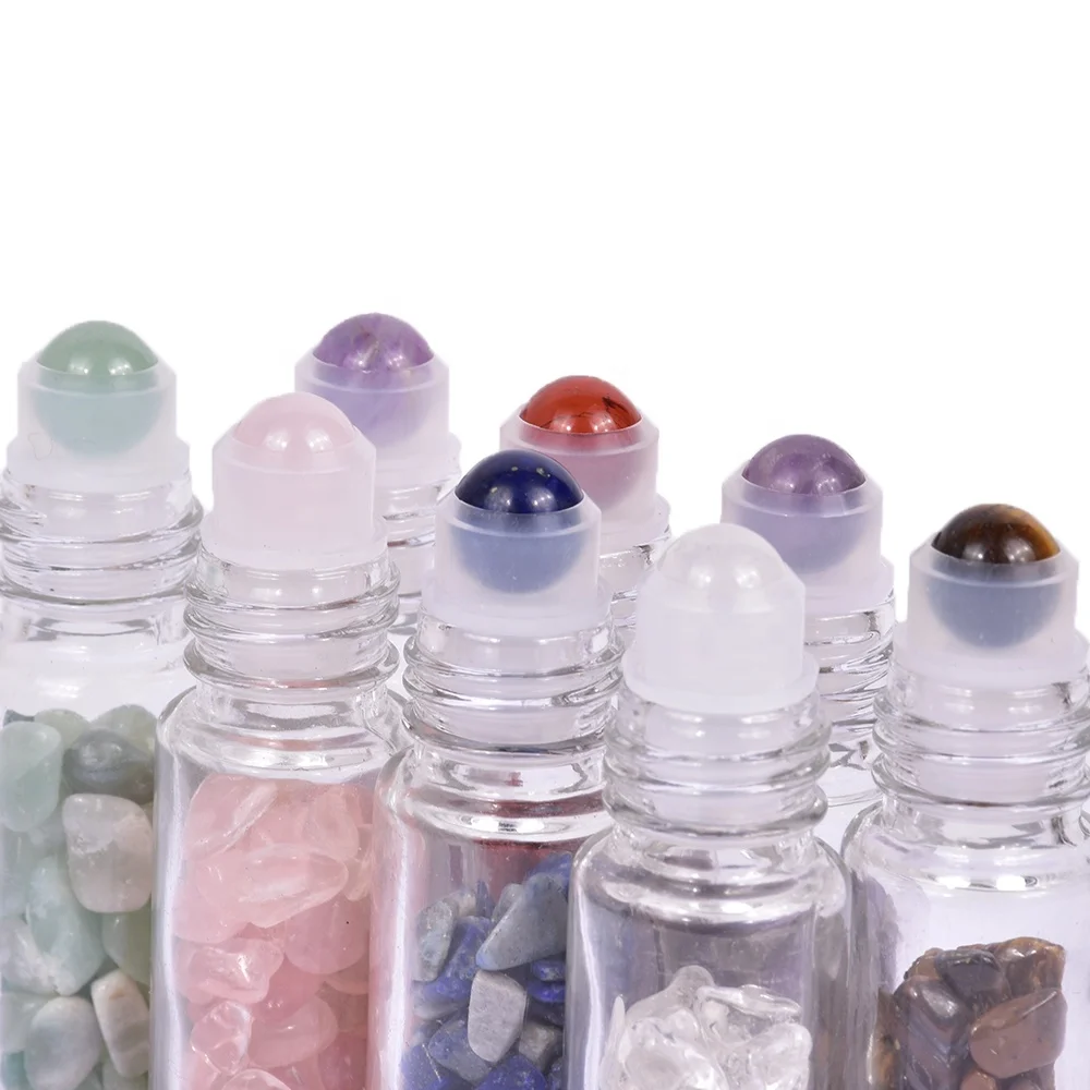 

Natural Stones Essential Oil Gemstone Roller Ball Bottles 10ml Crystal Gravel Perfume Bottle