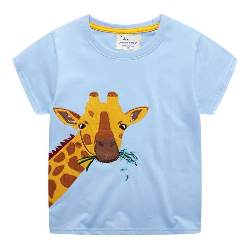 

Goods In Stock Kids Clothing Animals Embroidered Round Collar Summer Clothes Boys T Shirt