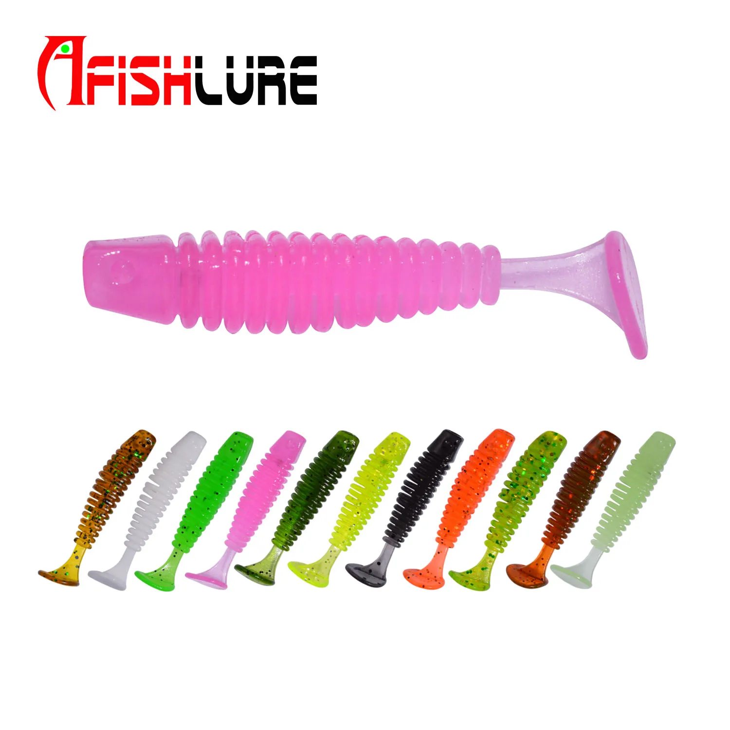 

Mini T Tail soft Bait 38mm 0.8g 20pcs SwimBait Plastic Worm Fishing Lure Small T Tail Soft Bionic Bait Lure AR66, 11 colors for choice