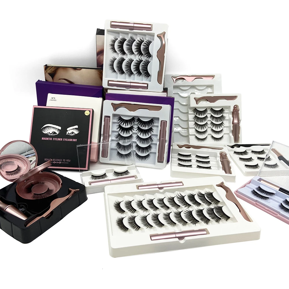 

Free Sample Wholesale Magnetic Lashes Private Label 5 Pairs Reusable Magnetic False Eyelashes 3D Magnet Lash Strips Kit