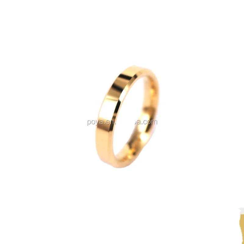 

Men's 3mm beveled 14K gold-plated ring tungsten carbide hollow belt ring