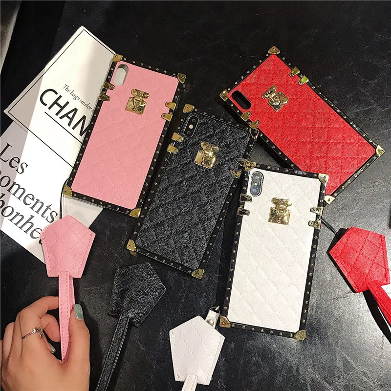 

Classic Luxury Corner Square leather cover case for iphone 10 11 12 pro max,trunk phone case pink for iphone 12 mini, Like the following colors