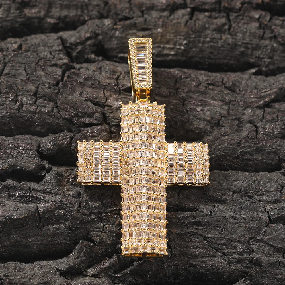 

Punk Street Fashion Hip Hop Pendant Wholesale Men's Diamond Cross Necklace Can Match With Cuban Chain Or Tennis Chain