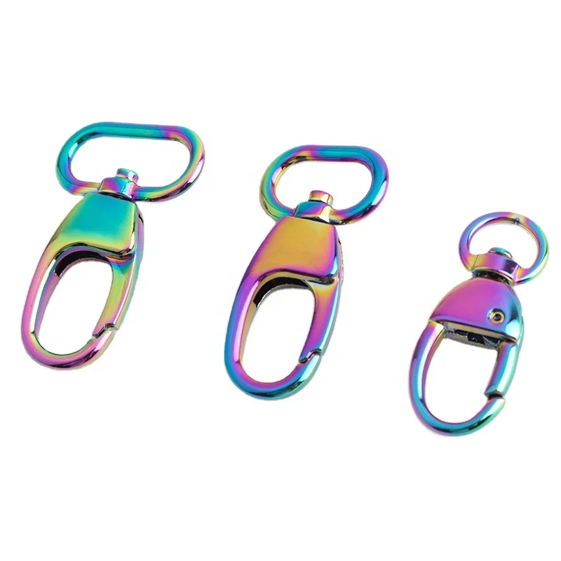 

Nolvo World 12 20mm 25mm Thick Swivel Snap Clips Rainbow Trigger Snap Hook Dog Clasps Clips metal For Bag