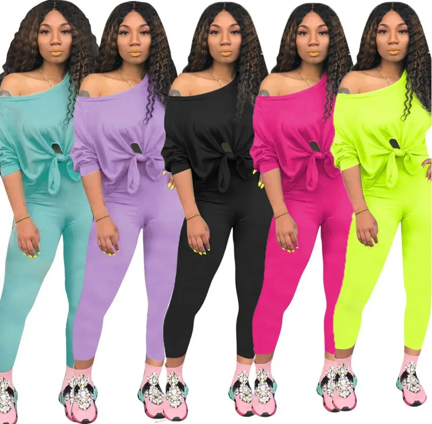 

High Quality Women Fashion New Style Knot Crop Top Bodysuit Summer Two Piece Jumpsuits, As pictures