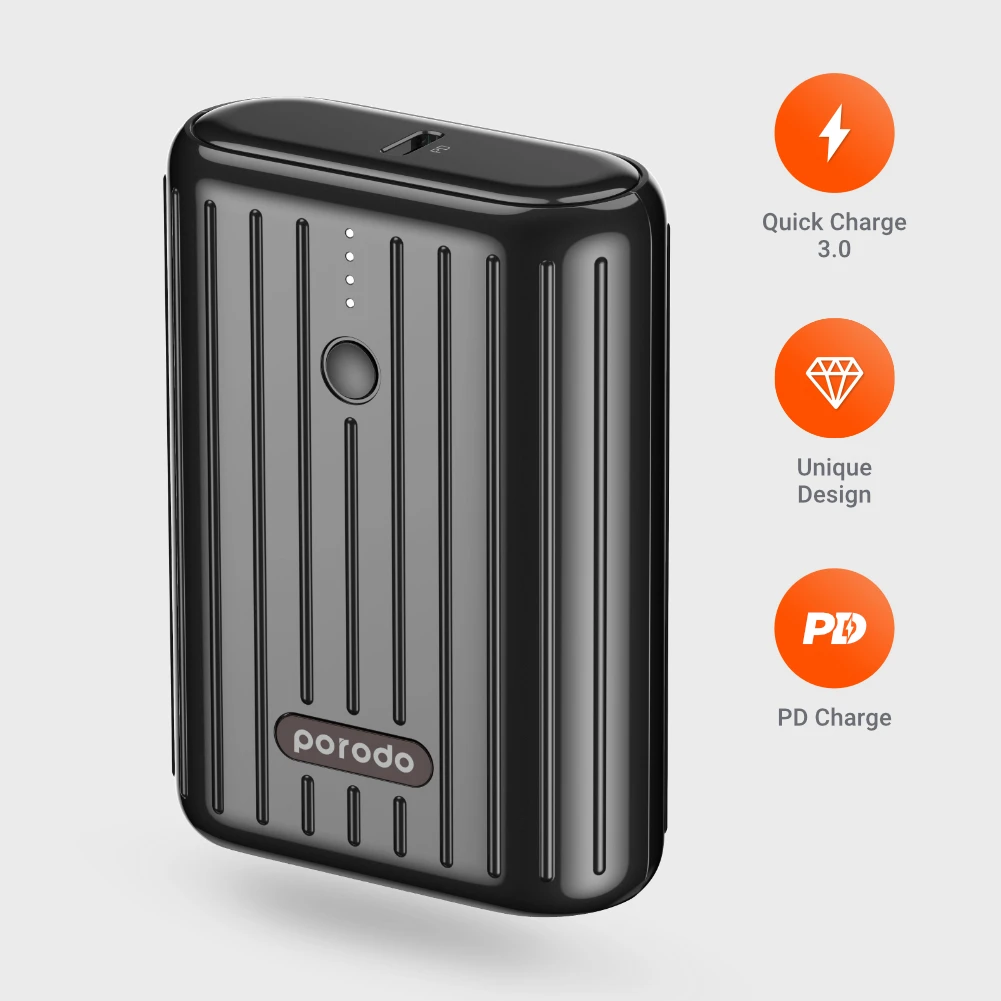 Porodo 10000mah Pd & Qc Luggage Power Banks Unique Design Quality