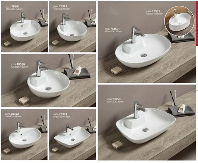 White  Ceramic Hand Washing Sink Semi Recessed Rectangular Pure wash basin