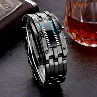 

Stylish Watch Led Wristband unique led watches iron man two-line binary Meukow Watch with minutes hours display
