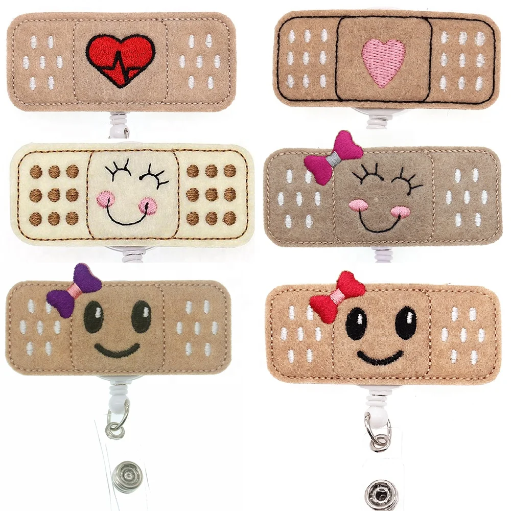 Nurse Accessories Popular Medical Felt Cute Bandage Retractable Name Card Badge Reel ID Clip, Many colors, as your requests