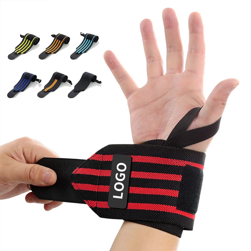 

Custom Logo Elastic Wrist Strap Brace Weight Lifting Support Wrist Wrap for Gym Fitness Training Powerlifting, Black+red/yellow/green or customized
