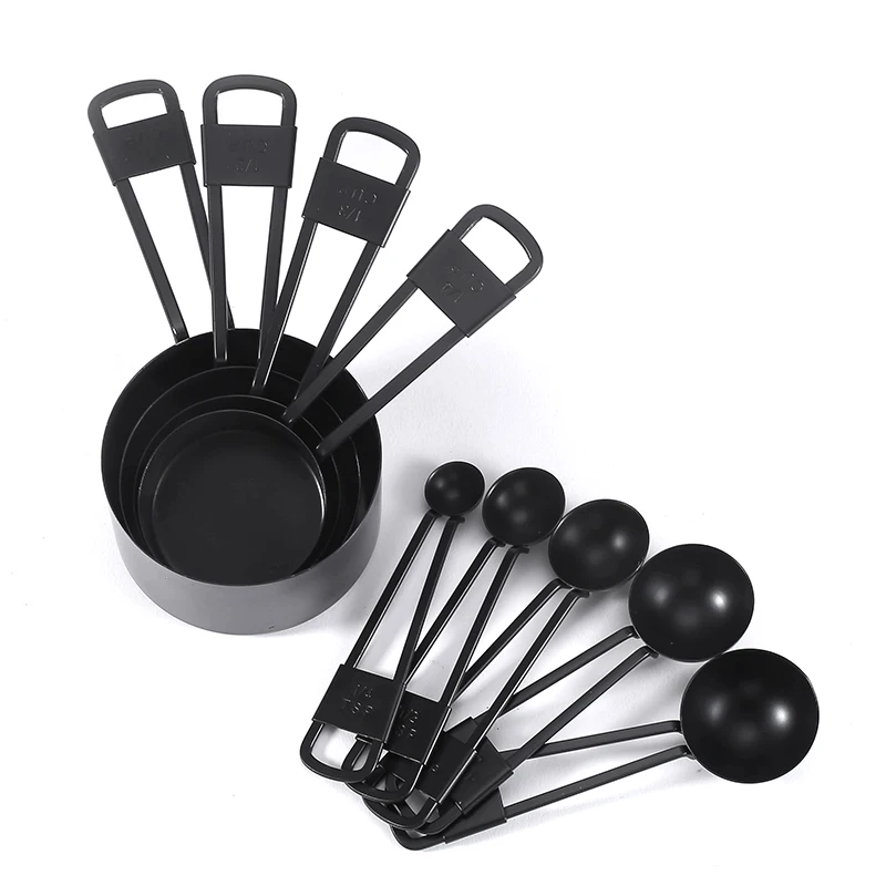 

Hot selling Custom style stainless steel plastic measuring cups and measuring spoons, Black