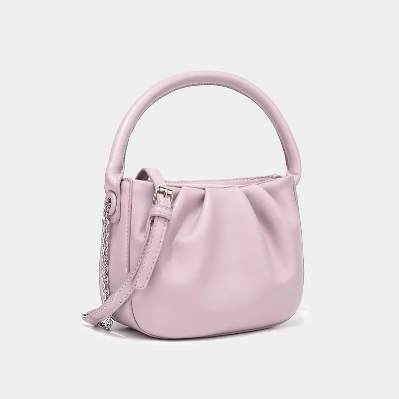 

2021 new design half round handle solid color soft pu leather ladies hand bags underarm shoulder bag women, 7colors