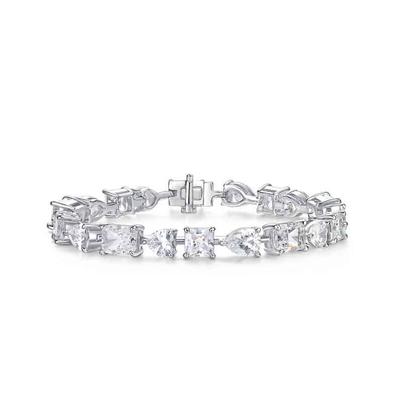 

S925 Sterling Silver Bangle Bracelet Ice Cut 5A Cubic Zirconia Lighting Bracelet For Women