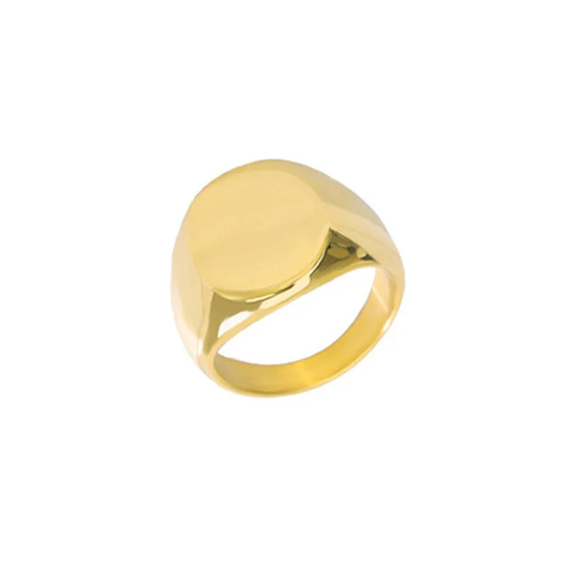 

European high quality punk style high polished real gold plated stainless steel charm rings for women men jewelry