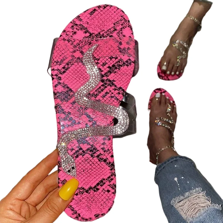 

Hot Ladies Sexy Glitter Sandals Simple Flat Slide Open Toe Chaussure Femme
