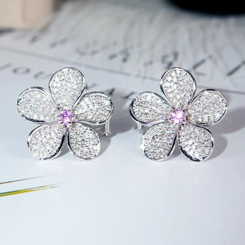 

New Fashion Ladies Jewelry White Color Big Cubic Zircon Women Earrings Crystal Stones