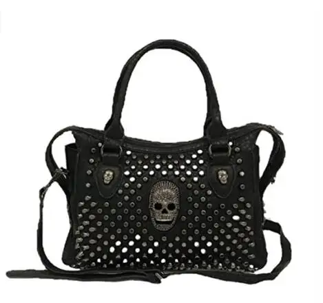 

Punk Skull Rivet Shoulder Bag Women Handbag Purse Casual Crossbody Bag, Black