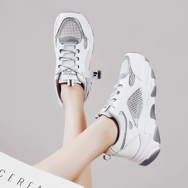 

New arrival chunky outdoor breathable mesh korean shoes famale sneakers women's fashion shoes casual woman shoes, Optional